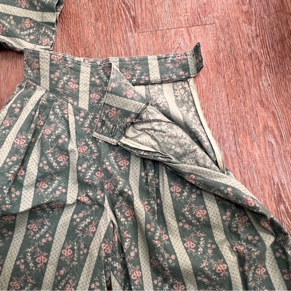 VTG MP Green Floral Stripe Matching Top & Short Set Cottagecore | Size: XS/S - Picture 10 of 11